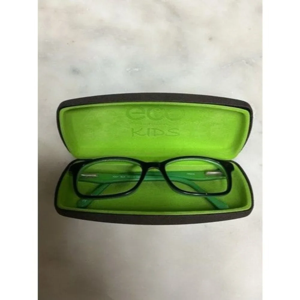 ECO Kids F231 Unisex Kids Rectangular Full Rim Black Plastic Eyeglass Frames 49